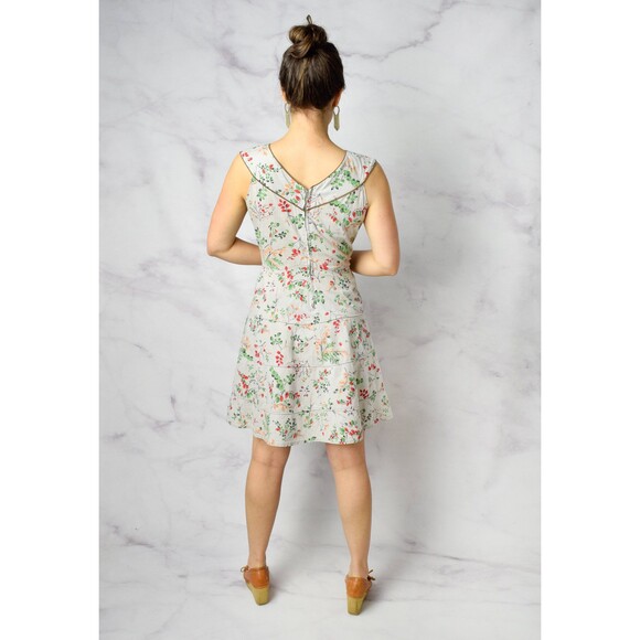 1950s Novelty Print Dress Size Medium 50s Ferns Leaves Print Cotton Day Dress - Picture 7 of 10